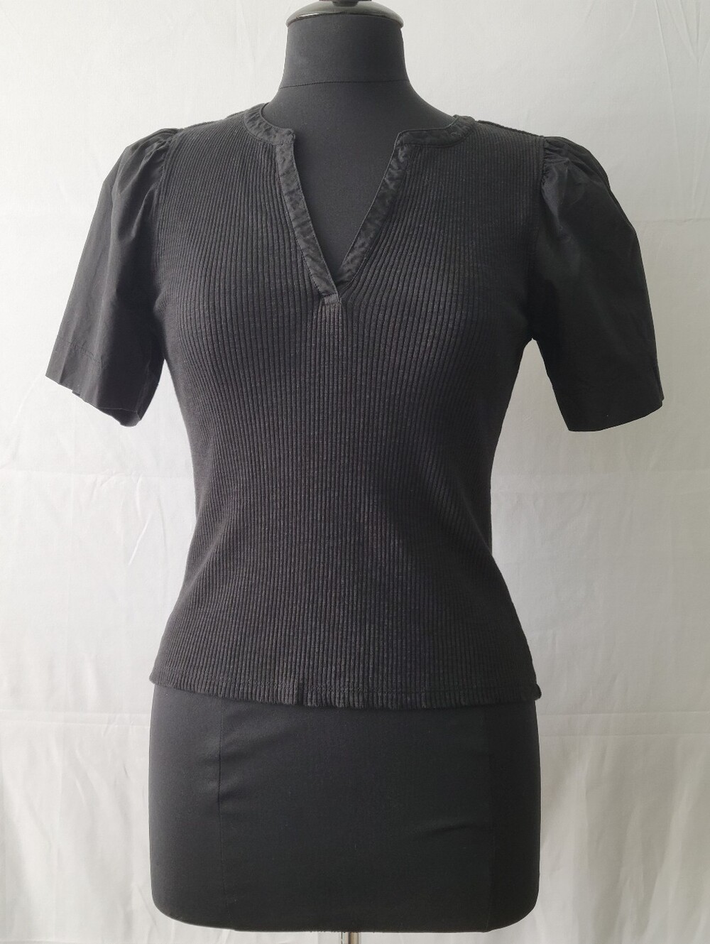 Lilla P Black Split V-Neckline Top